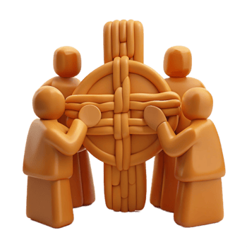 Unity and Interconnection Four Figures Surrounding a Celtic Cross png