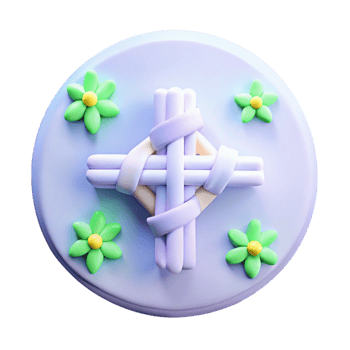 Purple Cross with Flowers on Pastel Background png