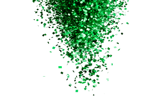 Green confetti falling isolated on a transparent background png