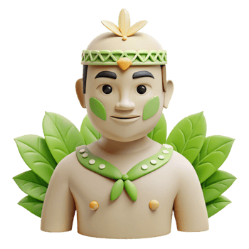 3D Illustration of a Tribal Person with Green Leaves png