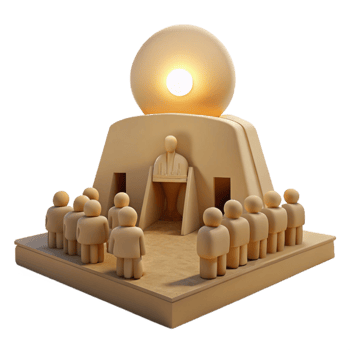 Group of People Listening to Speaker Under a Glowing Orb png
