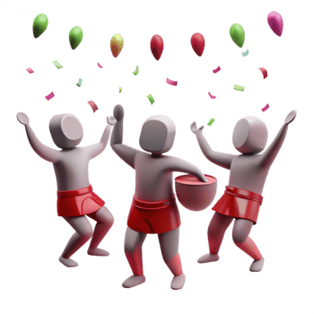 Celebrating with Confetti and Balloons png