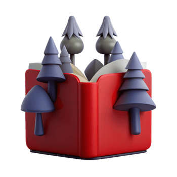 3D Illustration of an Open Book with a Forest Scene Inside png