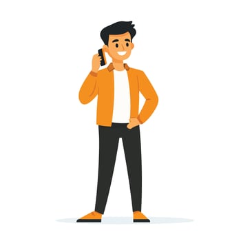 Confident Man Talking on a Phone Call vector