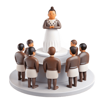 A Woman Addresses a Group of People in a 3D Render png