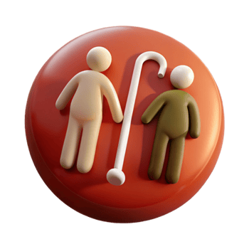 3D Illustration of Two Figures with Cane png