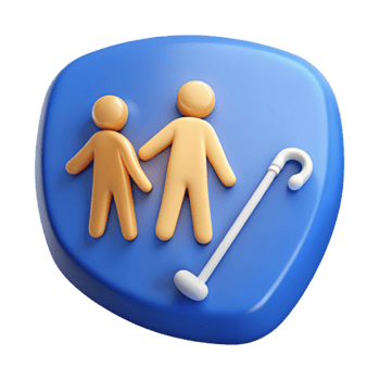 3D Illustration of Two People with a Walking Stick png