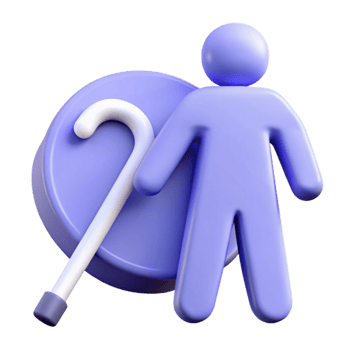 3D Render of a Person with a Cane png