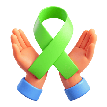Green Ribbon Held by Two Cartoon Hands png
