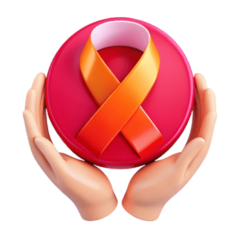 Supporting a Cause Hands Holding a Red and Orange Ribbon png