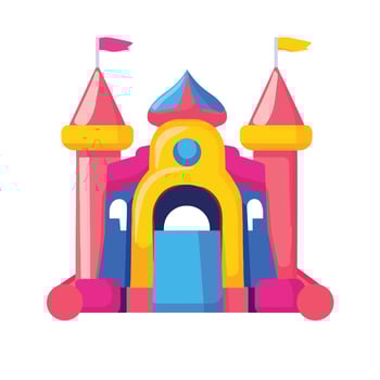 Adorable Inflatable Castle with Decorative Entrance vector