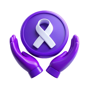 Purple Ribbon Symbol of Support and Awareness Held in Hands png