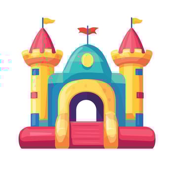 Cheerful Inflatable Castle with Colorful Decorations vector