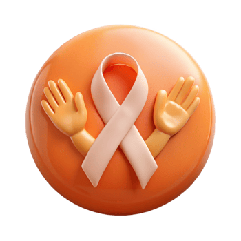 Awareness Ribbon and Hands in 3D Render png