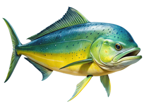Mahi Mahi Fish swiming isolated on a transparent background png