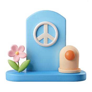 3D Peace Sign with Flower and Dome png