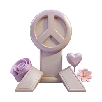 Peace Symbol, Flower, Heart, 3D Render png