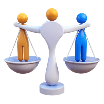 Balance and Equality Concept with Scale and Figures png