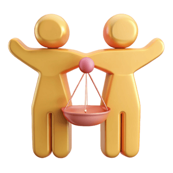 Two Figures Holding a Scale of Justice png