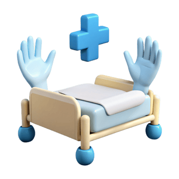 Cartoon Hospital Bed with Plus Sign and Hands png