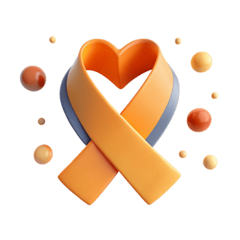 Orange Ribbon Heart Shape with 3D Effect png
