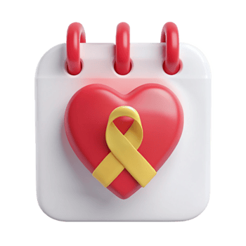 Calendar with Heart and Yellow Ribbon - Symbol of Support and Awareness png