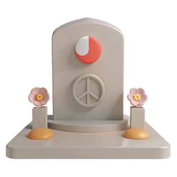 3D Render of Peace Symbol with Flowers and a Circle png