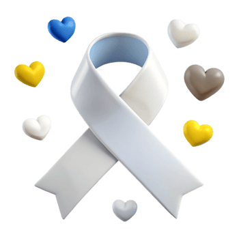 White Ribbon Awareness Supporting a Cause with Hearts png
