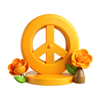 Peace Symbol with Flowers 3D Rendering png