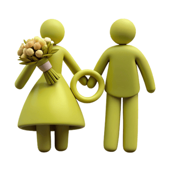 Couple Holding Hands with Ring, Bridal Bouquet png