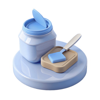 3D Render of Jar with Lid Open and Butter Knife png