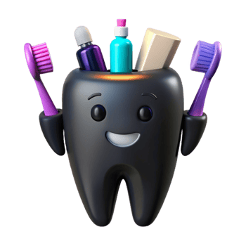Happy Tooth with Toothbrush and Oral Care Products png