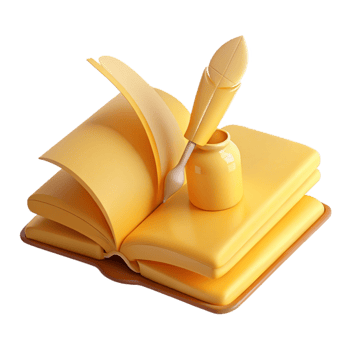 Open Book with Quill Pen and Inkwell png