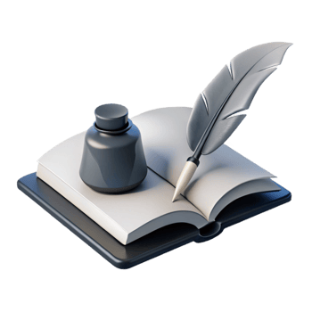 Open Book with Quill Pen and Inkwell A Symbol of Creativity and Storytelling png