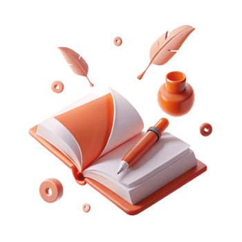 Open Notebook with Pen and Quill png