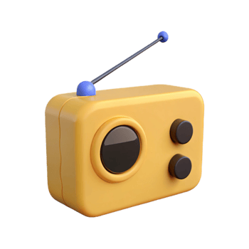 3D Render of a Yellow Radio with Black Knobs png