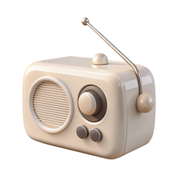Vintage Radio Receiver with Antenna, Speaker, and Tuning Knob png