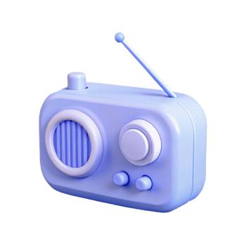 3D Render of a Retro Radio png