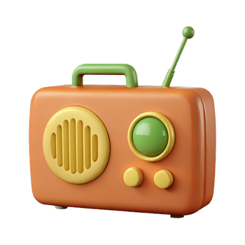 Vintage Radio Illustration 3D Retro Design png
