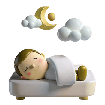 Sleeping Cartoon Character Under a Crescent Moon png