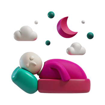 3D Sleeping Character with Night Sky png