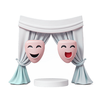 Smiling Emoji Masks Above Empty Stage png