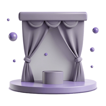Purple Stage with Curtain and Round Platform for Product Display png