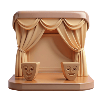 3D Stage with Happy and Sad Masks png
