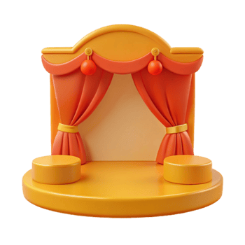Orange and Yellow Stage with Curtains and Platforms png
