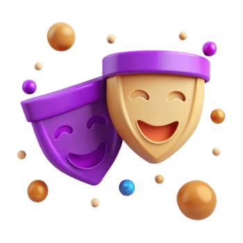 Smiling 3D Masks with Colorful Background png