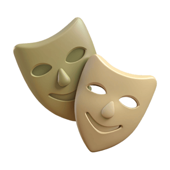 Smiling Theater Masks Symbol of Performance and Entertainment png