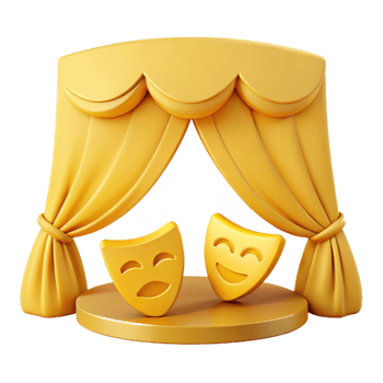 Comedy and Tragedy Masks on Stage png