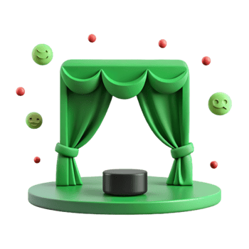 3D Render of a Stage with Green Curtains and a Black Pedestal png