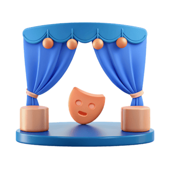 3D Render of a Stage with a Comedy Mask png